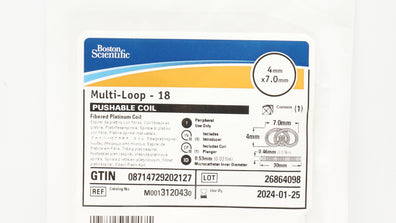 Boston Scientific M0013120430 Multi-Loop-18 Fibered Platinum Coil 4mm x 7.0mm(x)